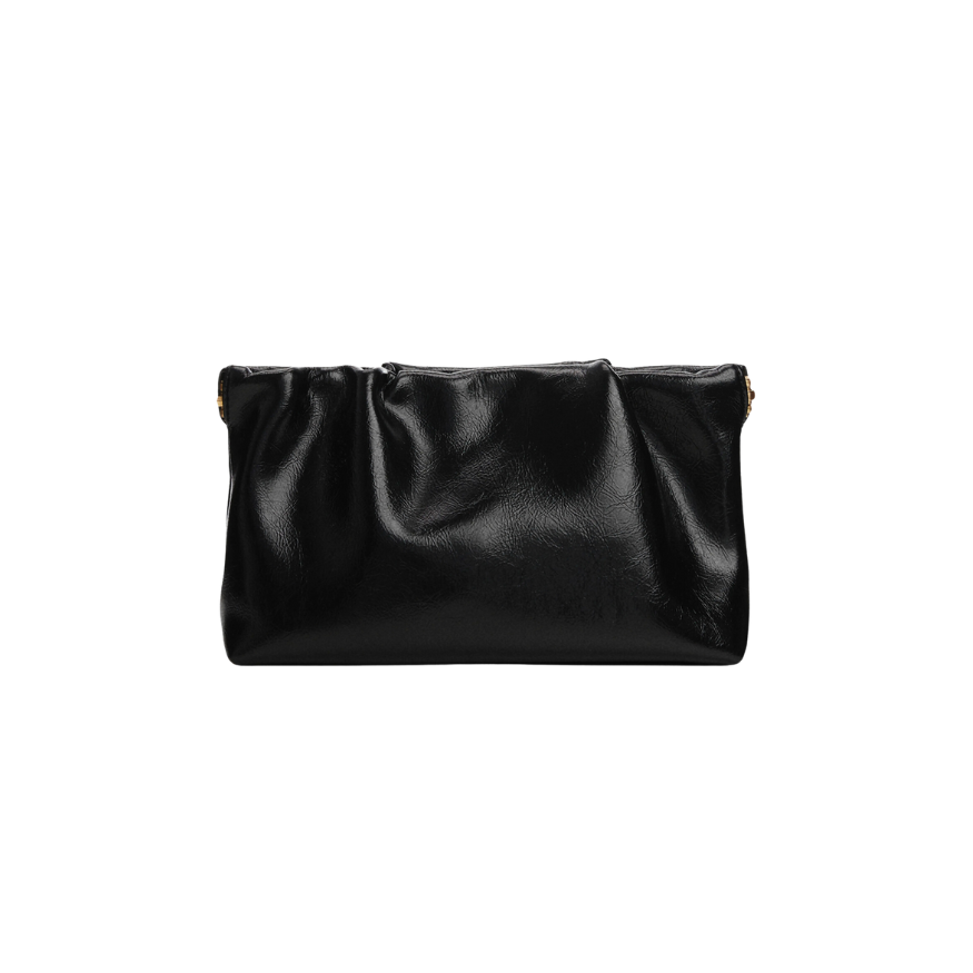 Black Feria Faux Leather Clutch